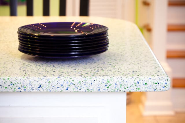 Blue and green recycled surface top